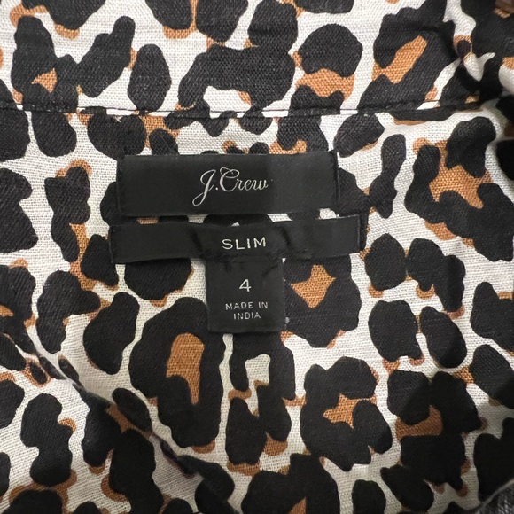 New never worn J Crew Linen Animal Print Button Up Top Size 4 Slim - Picture 3 of 3
